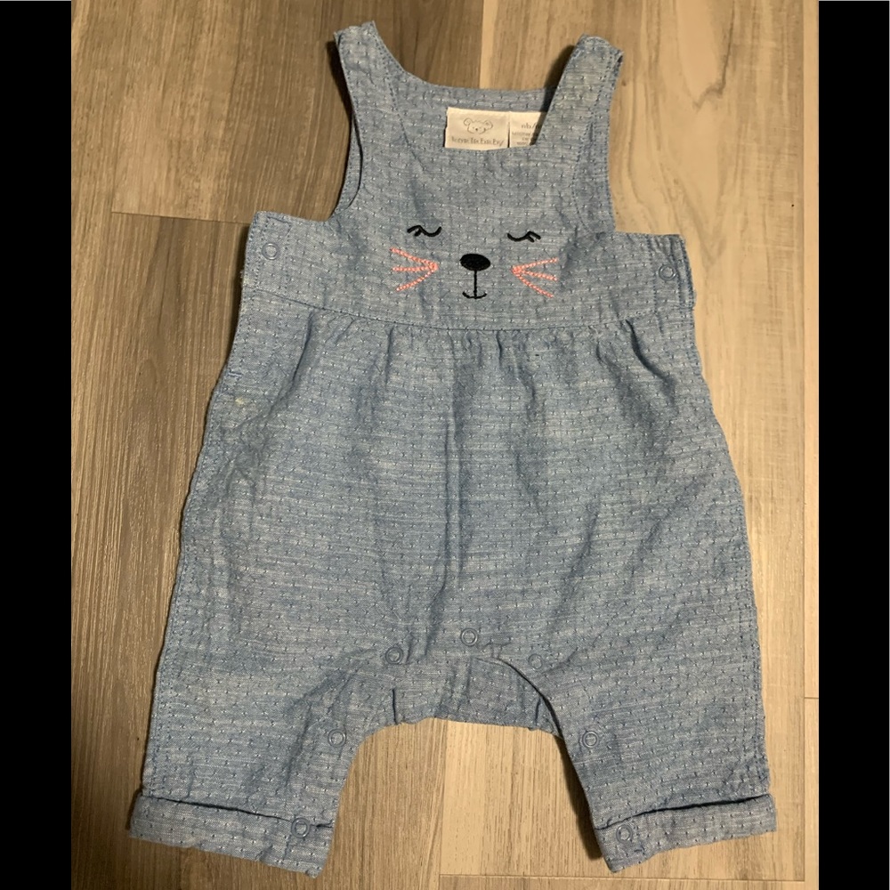 Koala Kids Blue Overalls with Cute Face Design